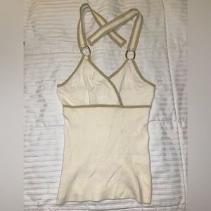 VINTAGE cream & gold halter top size small